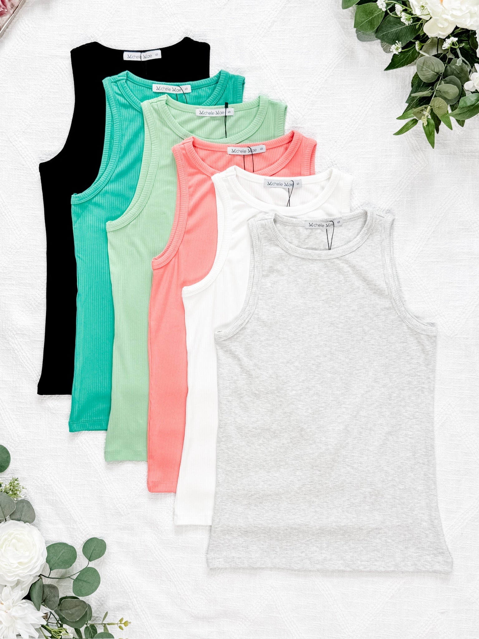 Tara Ribbed Tank - Coral