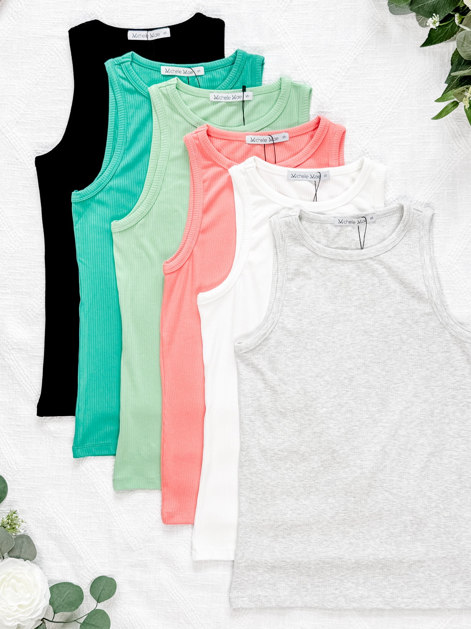 Tara Ribbed Tank - Coral