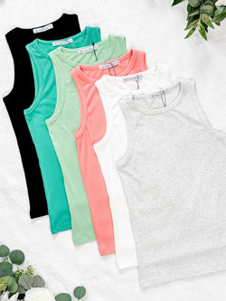 Tara Ribbed Tank - Coral