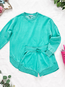 Vintage Wash Pullover - Caribbean Green
