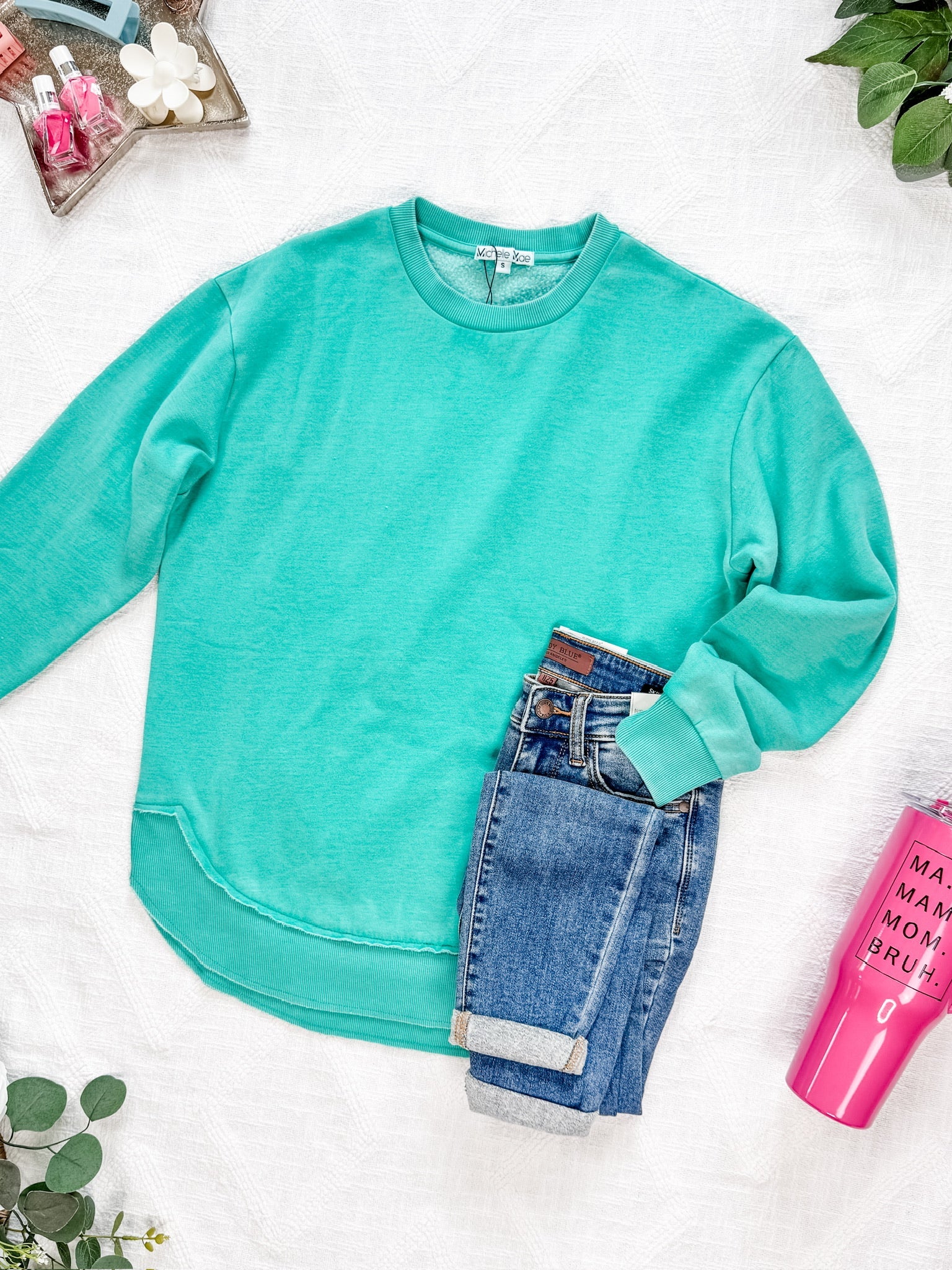 Vintage Wash Pullover - Caribbean Green