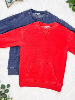 Vintage Wash Pocket Pullover - Nautical Navy