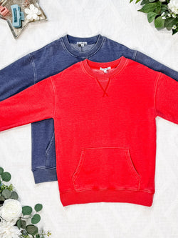 Vintage Wash Pocket Pullover - Nautical Navy