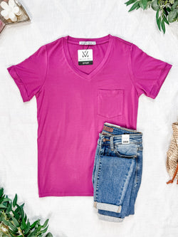Sophie Pocket Tee - Magenta