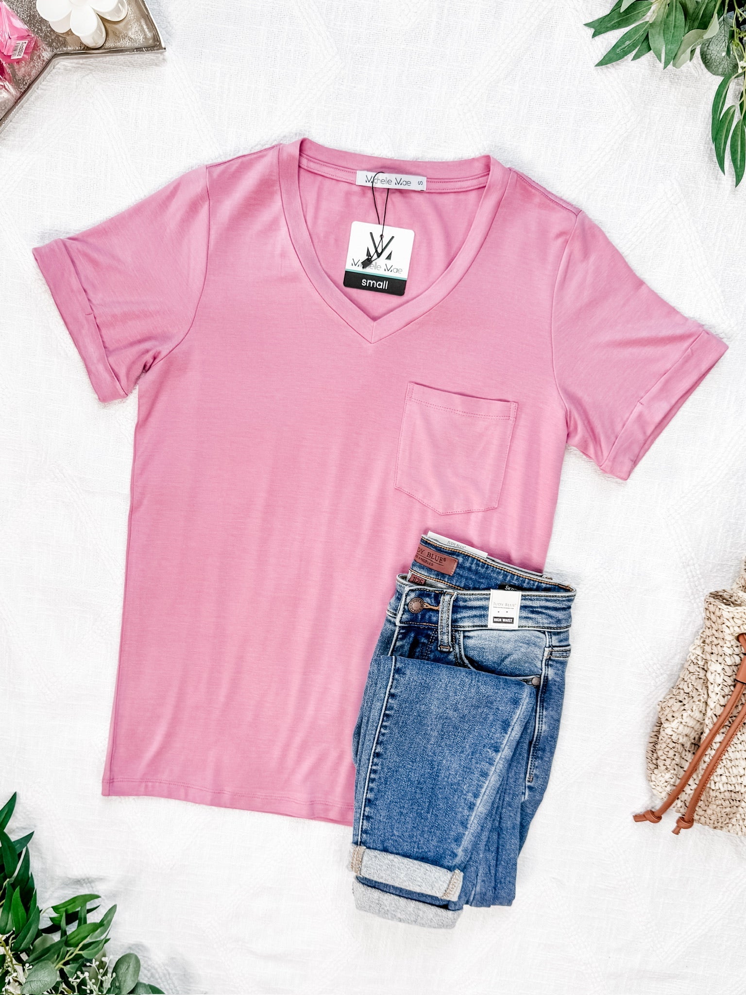 Sophie Pocket Tee - Rose