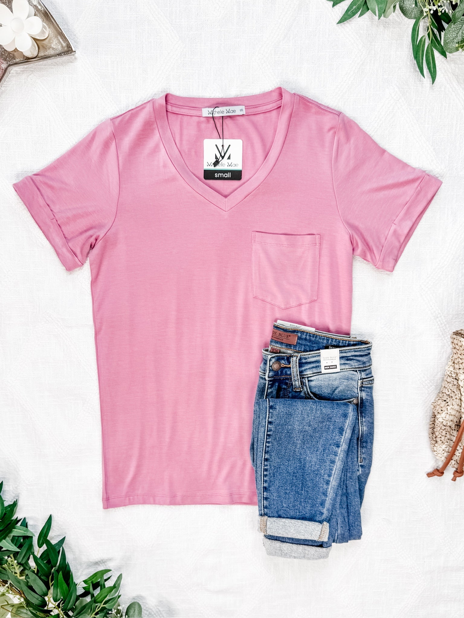 Sophie Pocket Tee - Rose