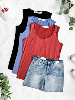 Luxe Crew Tank - Denim