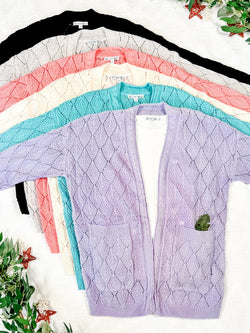 Open Knit Cardigan - Coral