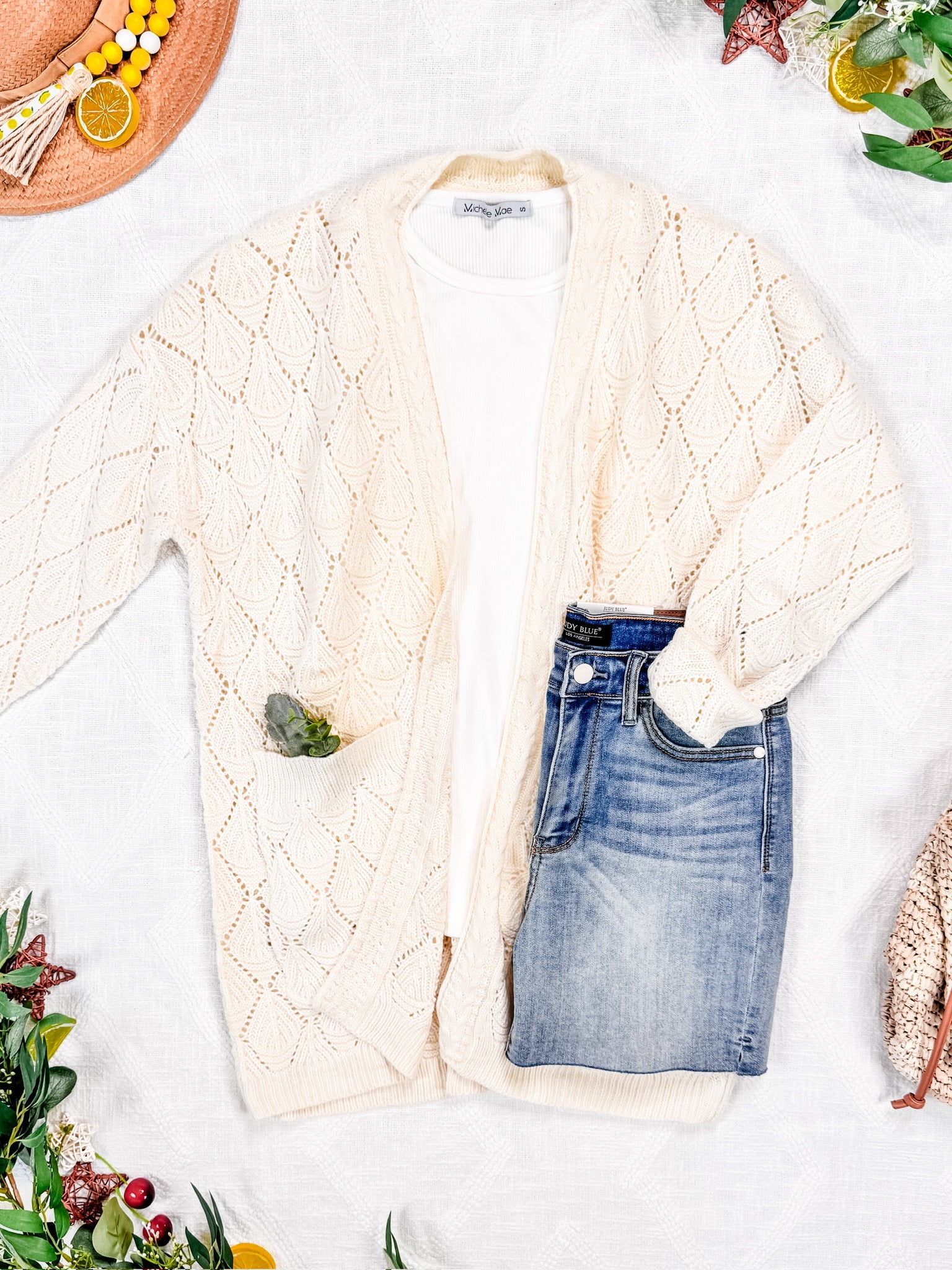 Open Knit Cardigan - Ivory