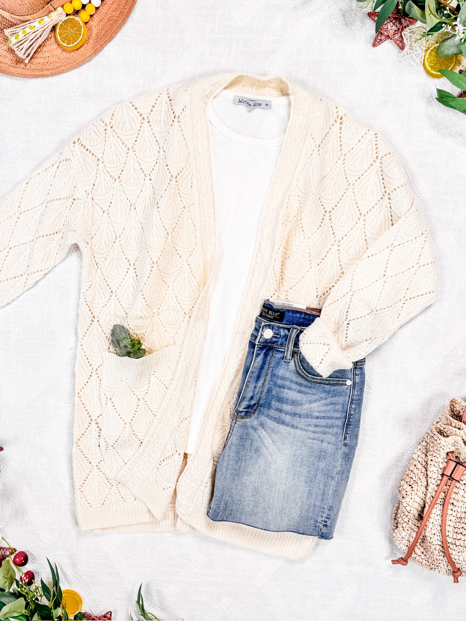 Open Knit Cardigan - Ivory