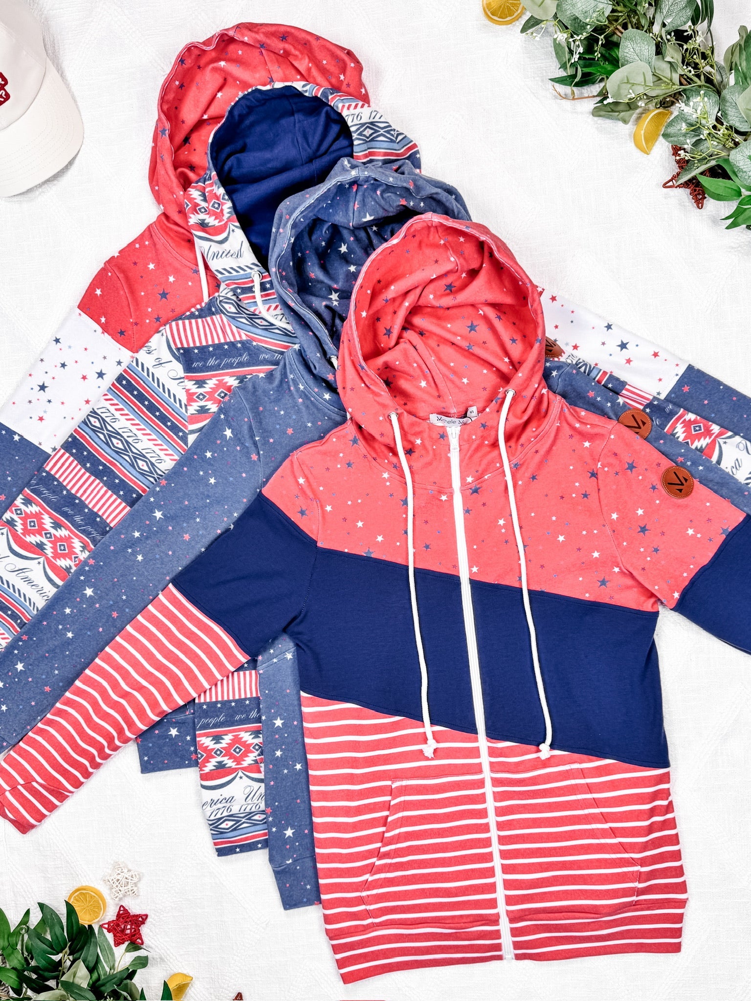 HalfZip Hoodie - Faded Navy Liberty Stars