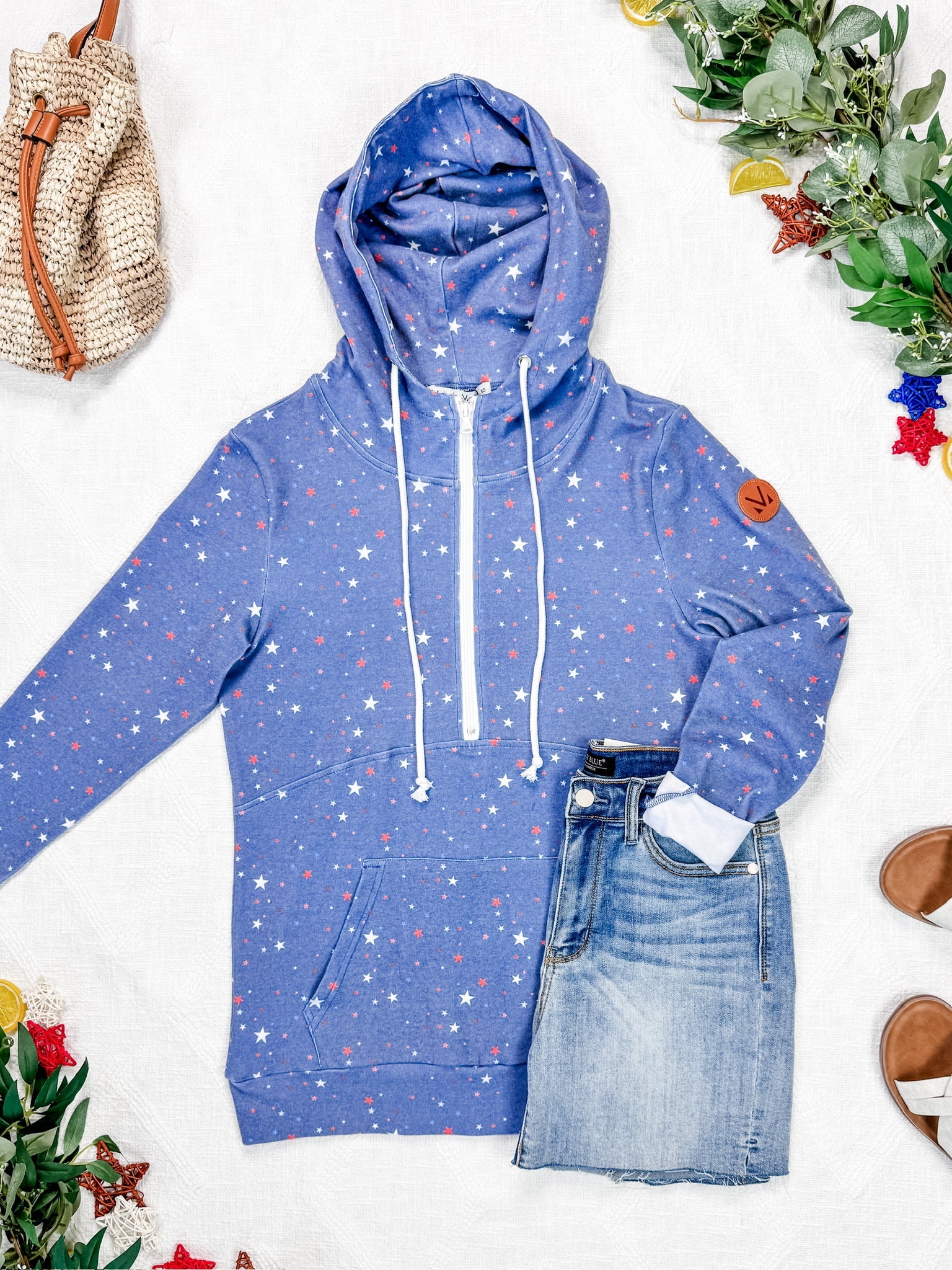 HalfZip Hoodie - Faded Navy Liberty Stars