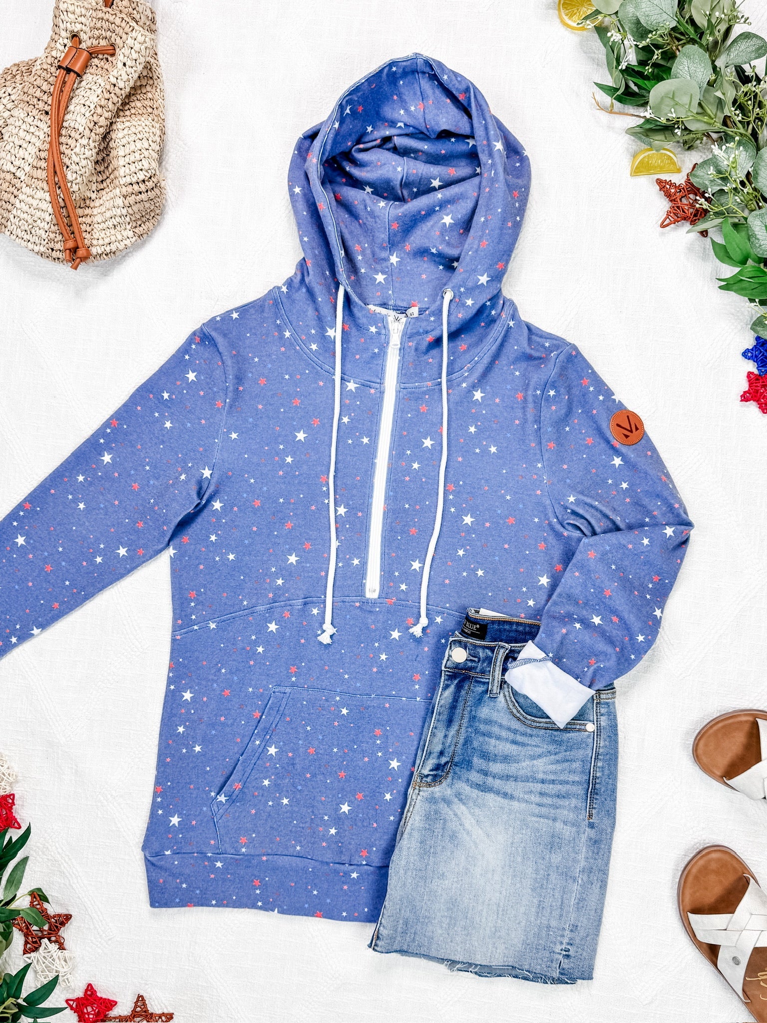 HalfZip Hoodie - Faded Navy Liberty Stars