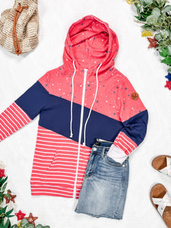 Colorblock Fullzip - Liberty Stars, Navy, and Stripes Trio