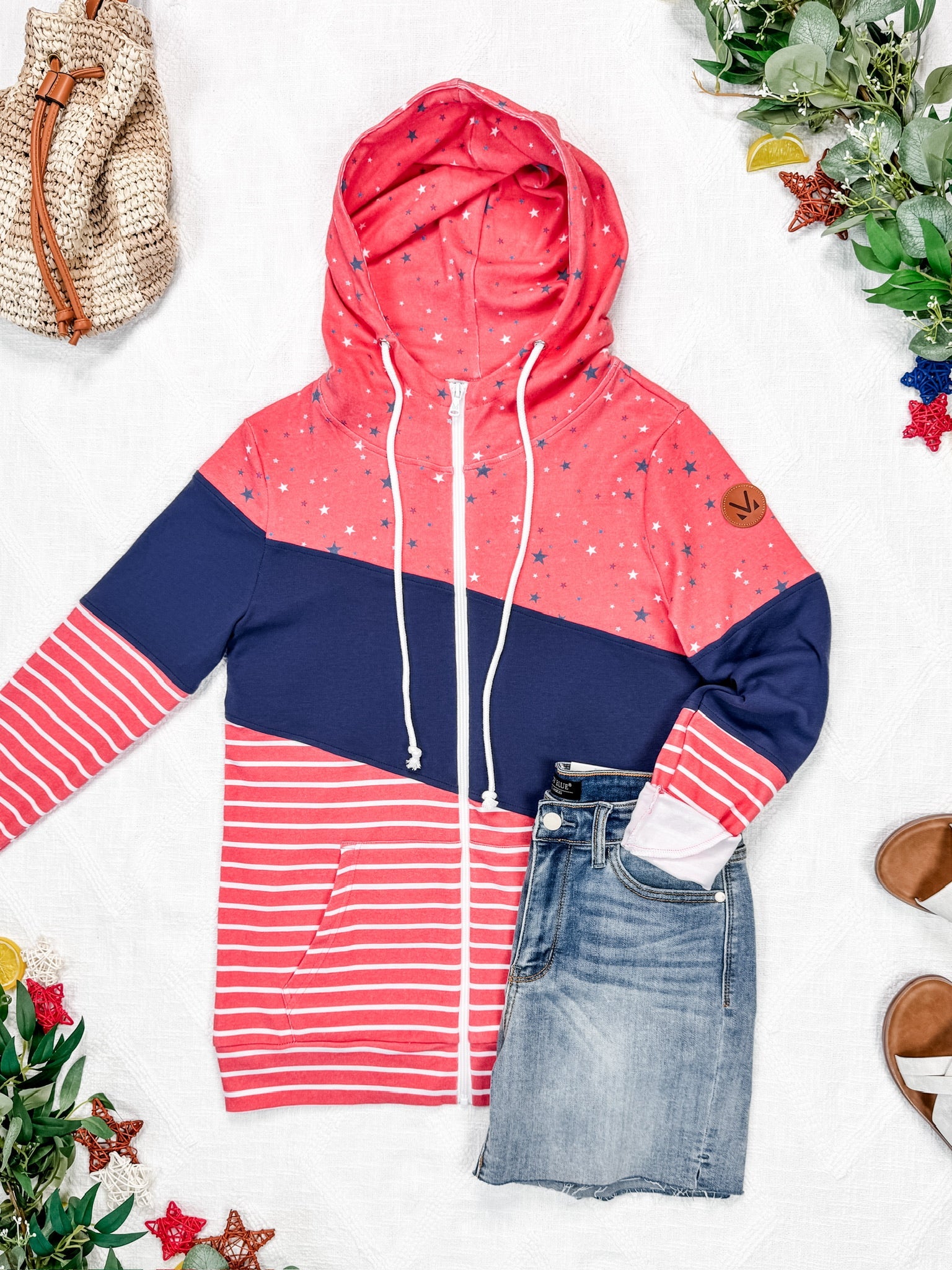 Colorblock Fullzip - Liberty Stars, Navy, and Stripes Trio