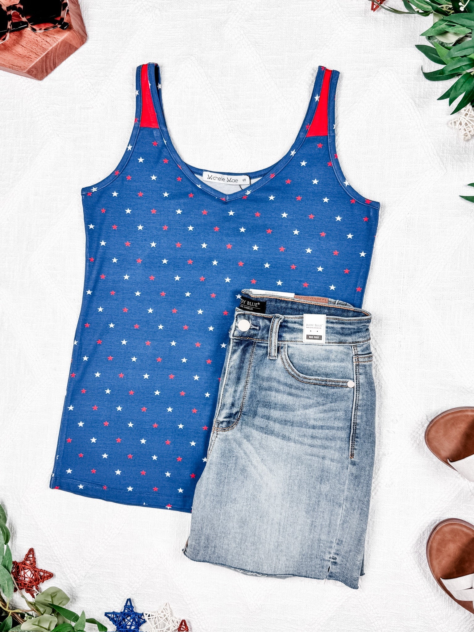 Poppy Tank - Blue Freedom Stars