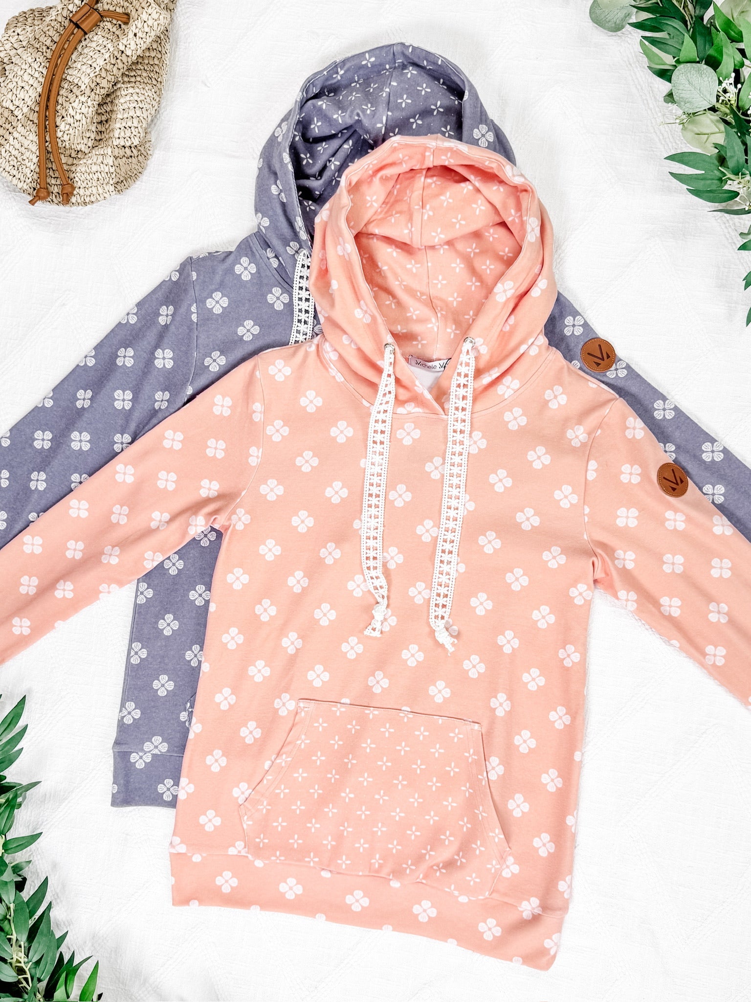 Hailey Pullover Hoodie - Slate Purple Floral