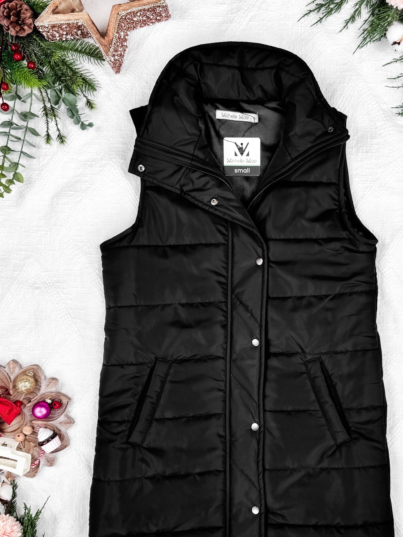 Harlow Long Vest - Black