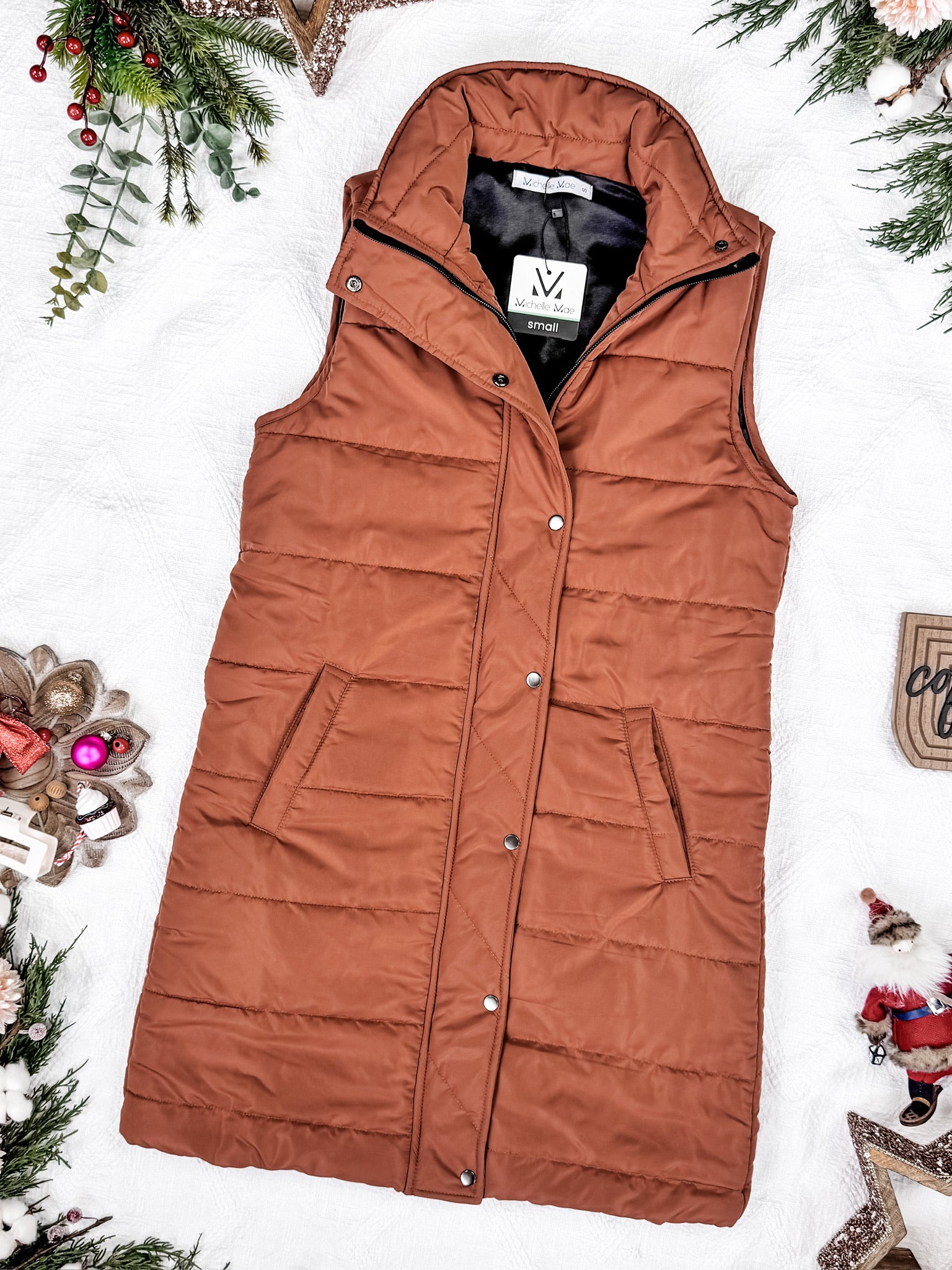 Harlow Long Vest - Cinnamon