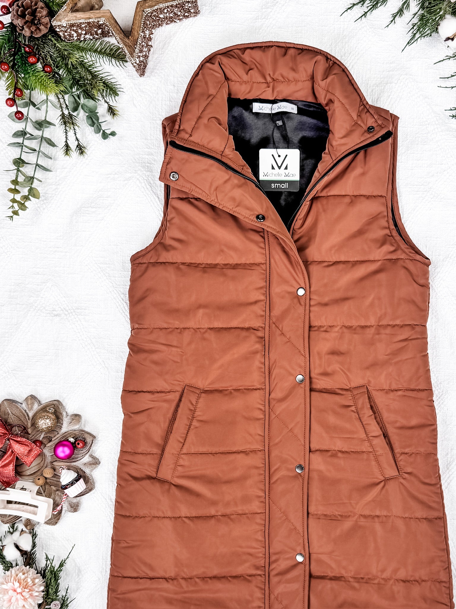 Harlow Long Vest - Cinnamon