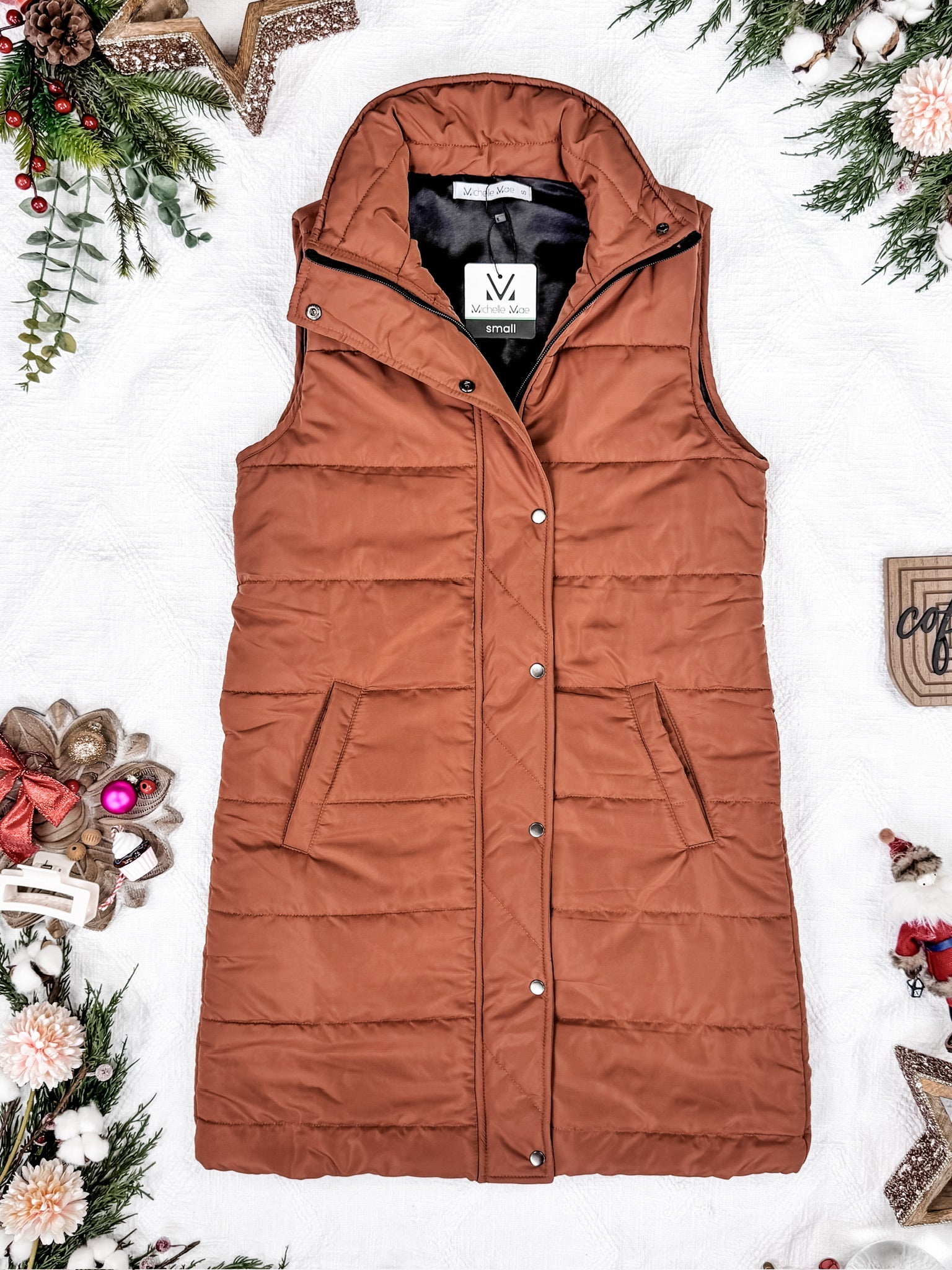 Harlow Long Vest - Cinnamon