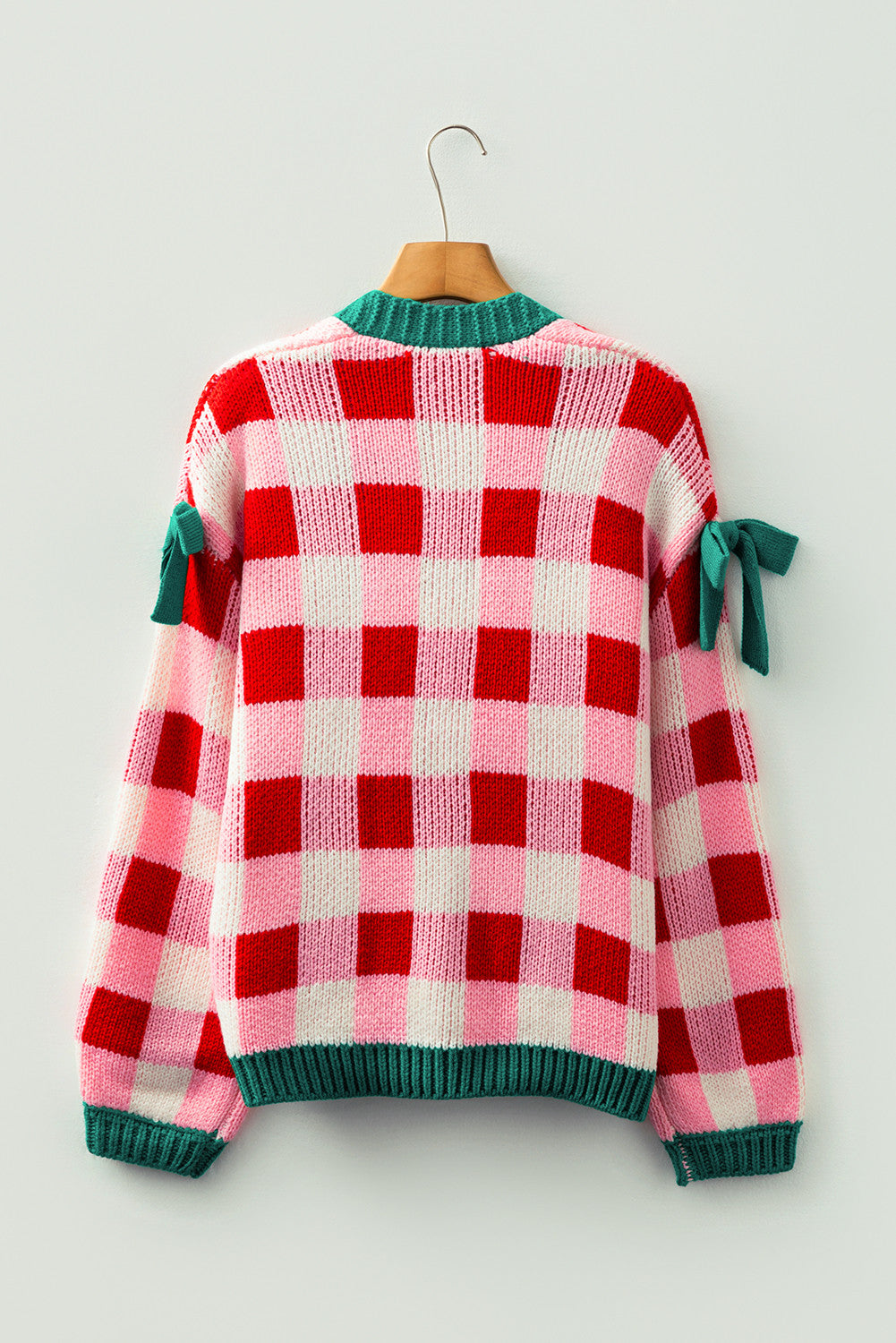 Pink Plaid Bowknot Cardigan WTW