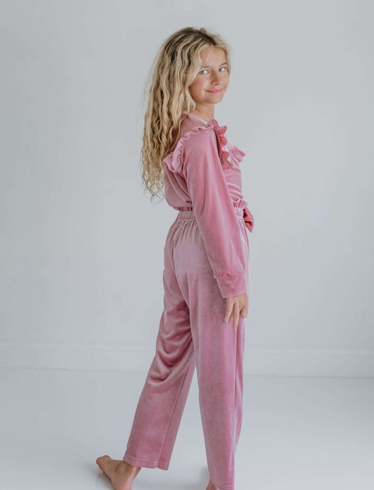 Pink Velvet Pant Set