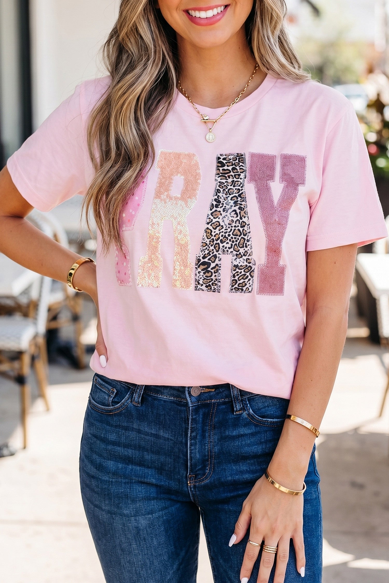 Pink PRAY Sequin Top WTW
