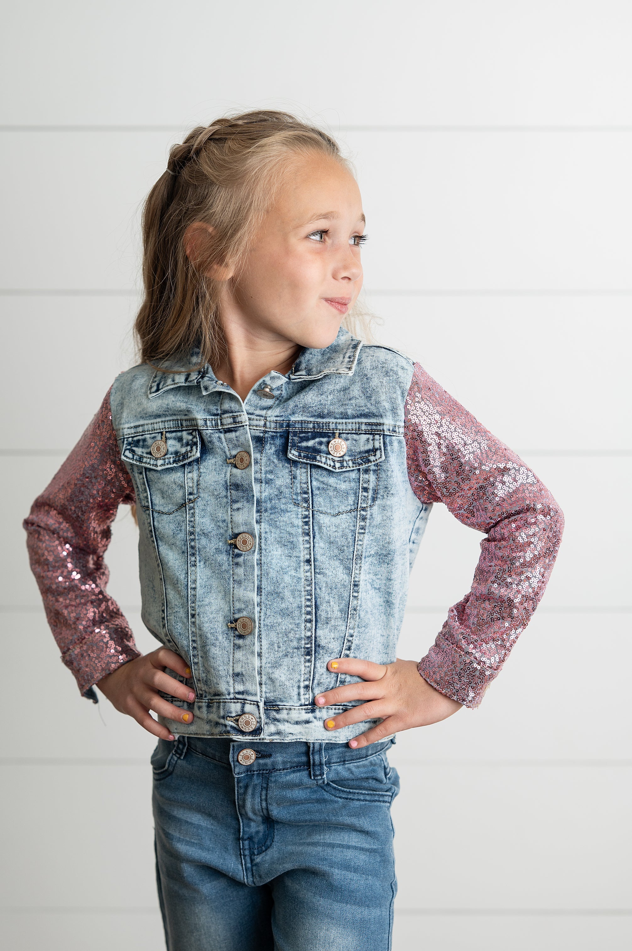 Pink Sequin Denim Jacket