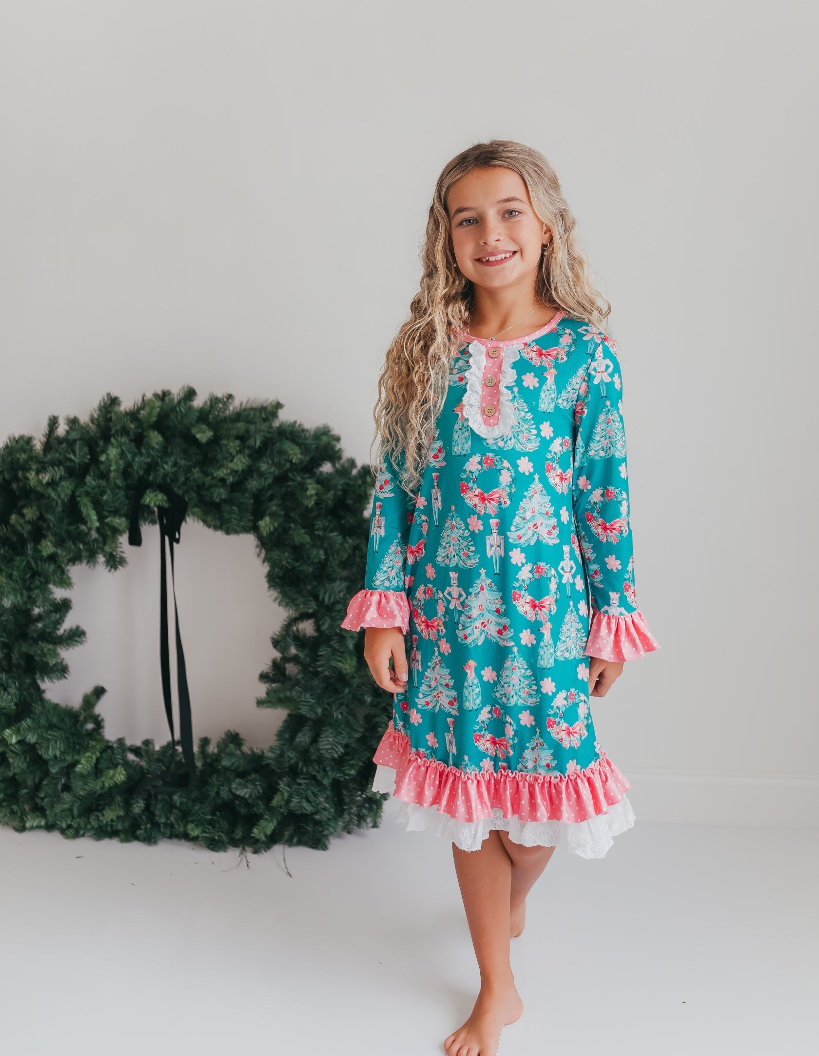 Pink Teal Nutcracker Lounge Gown