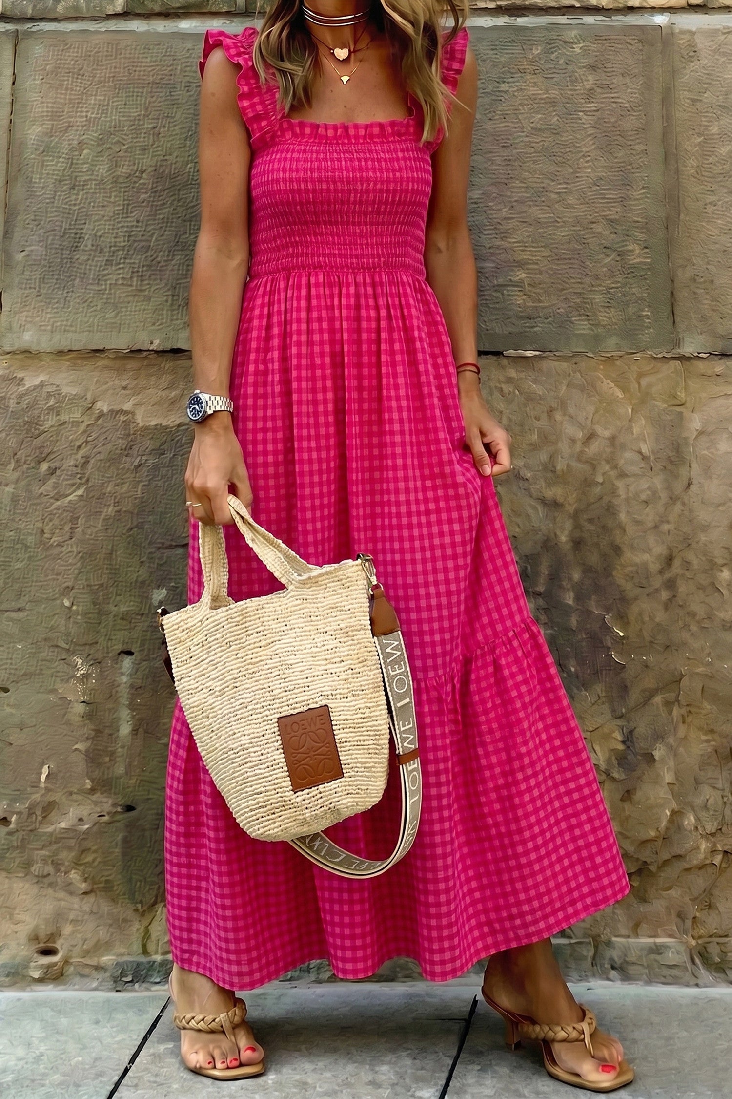 Plaid Square Neck Sundress WTW