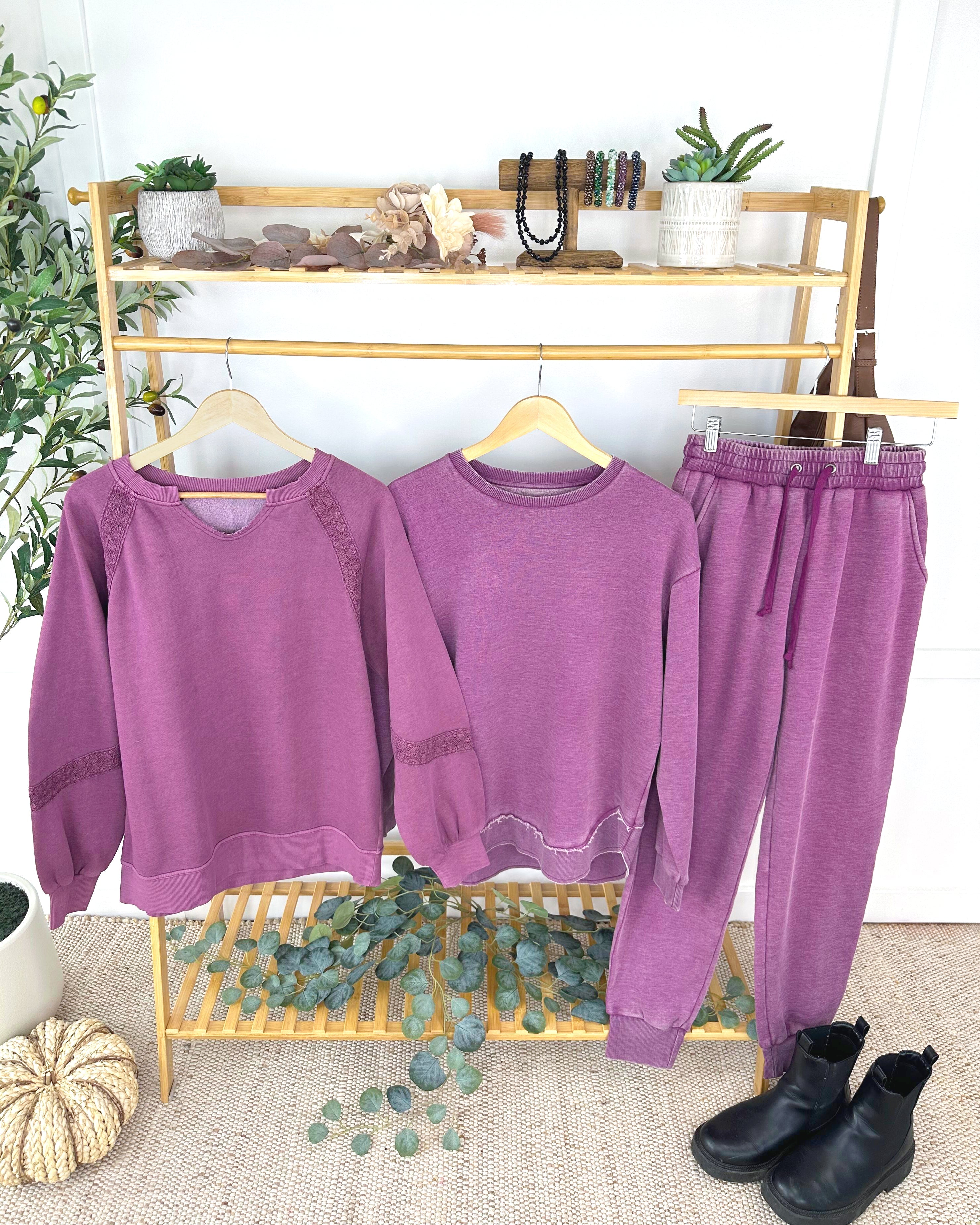 Vintage Wash Joggers - Purple