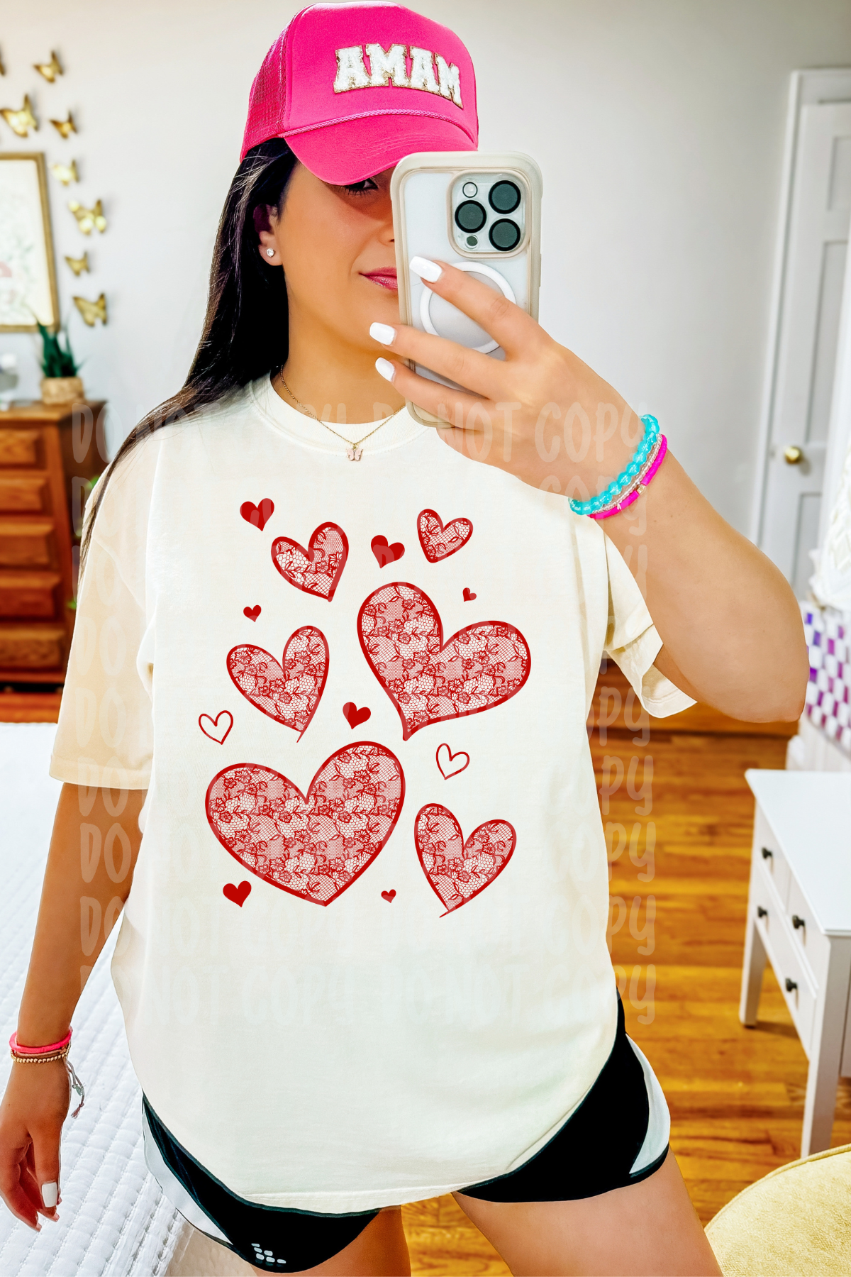 Red Doodle Hearts Tee or Sweatshirt