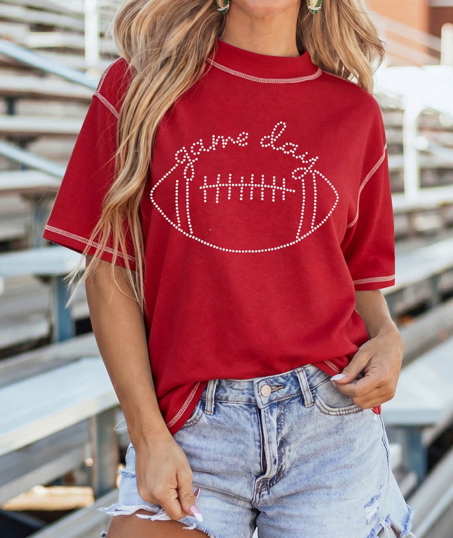 Red Rhinestone Game Day Top WTW