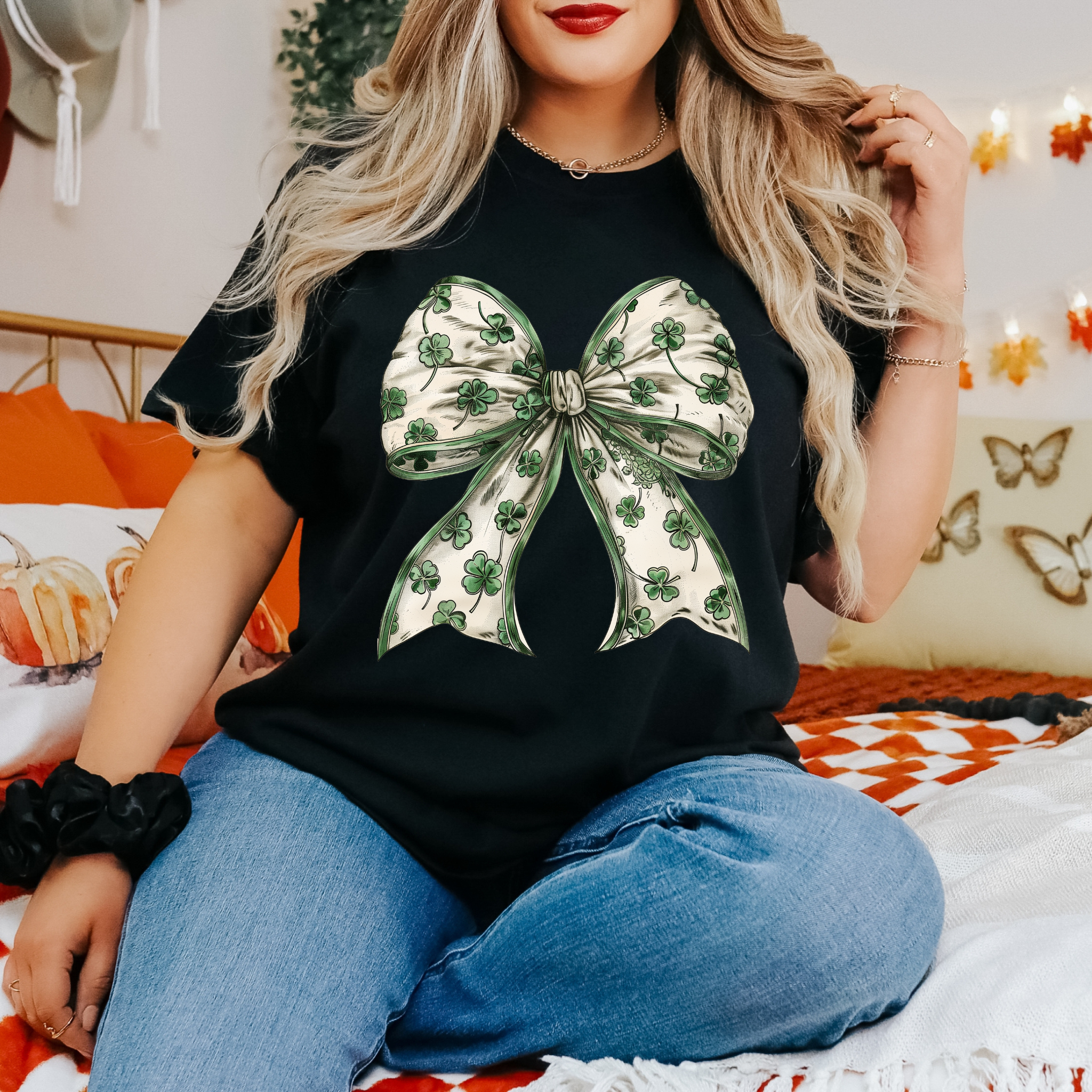 Retro Clover Coquette Bow Tee or Sweatshirt