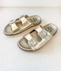 Stellar Rhinestone Buckle Slides in Gold