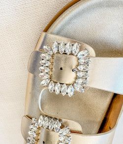 Stellar Rhinestone Buckle Slides in Gold