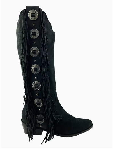 Rodeo Doll Fringe Boots in Black