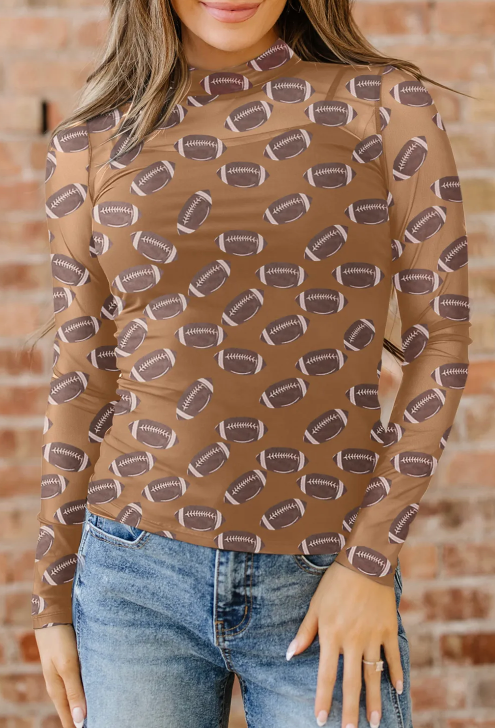 Football Sheer Mesh Long Sleeve Top WTW