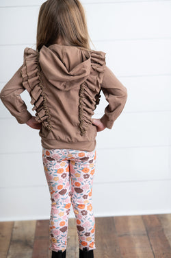 Chocolate Floral Ruffle Sweater Pant Set