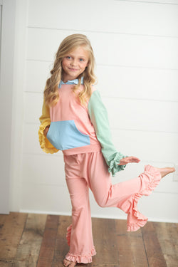 Color Block Hooded Set
