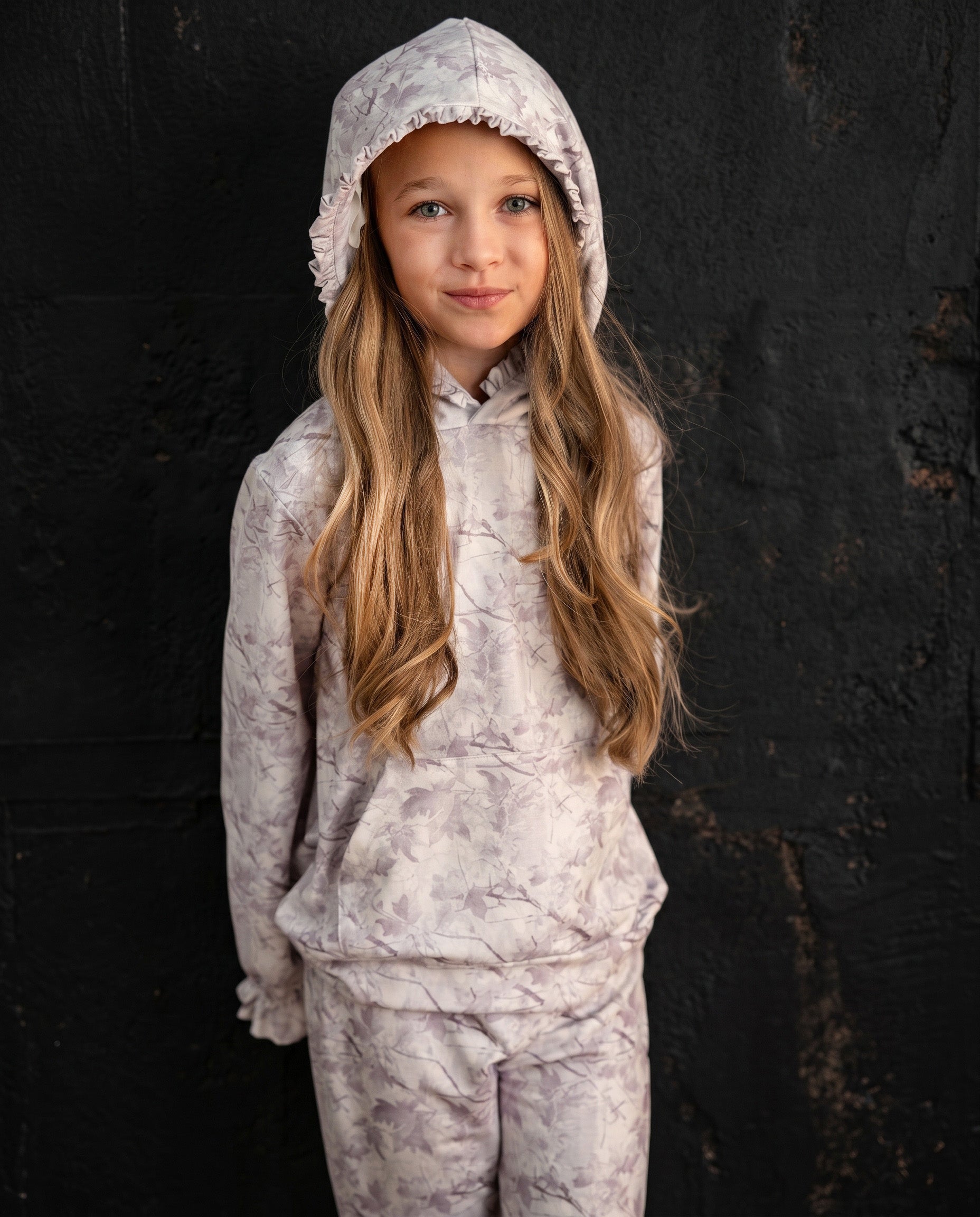 Gray Light Camo Hooded Set
