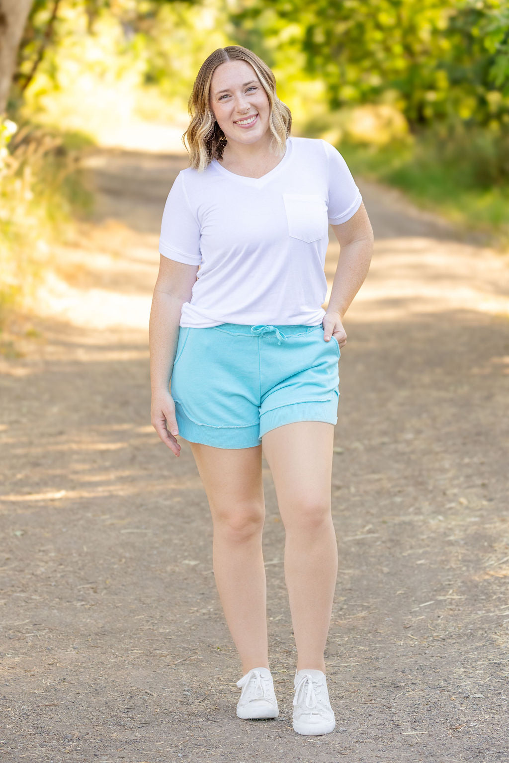 French Terry Stevie Shorts - Capri Blue | Women's Casual Shorts