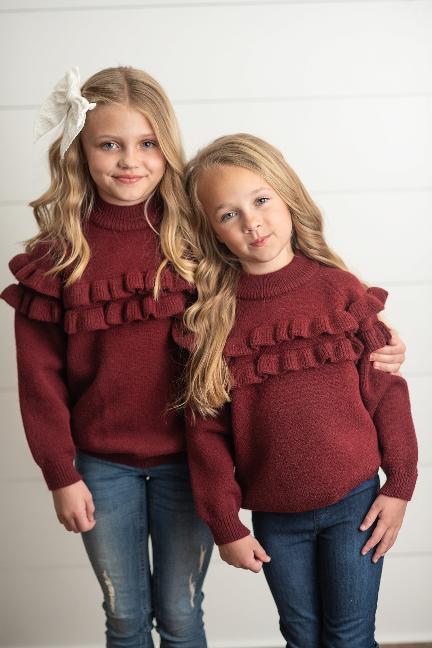 Wine Ruffle Sweater