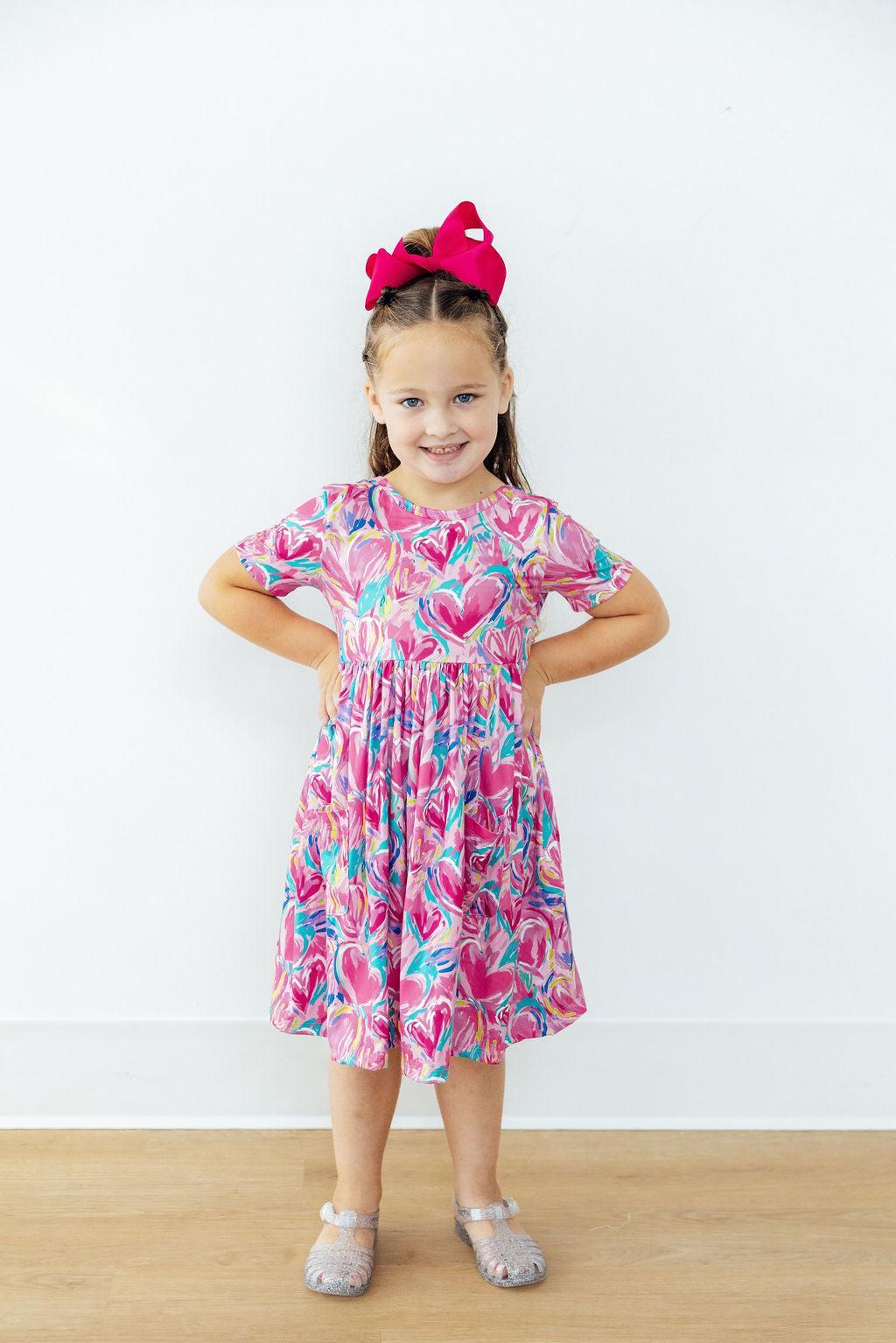 Sweetheart Scribble S/S Pocket Twirl Dress