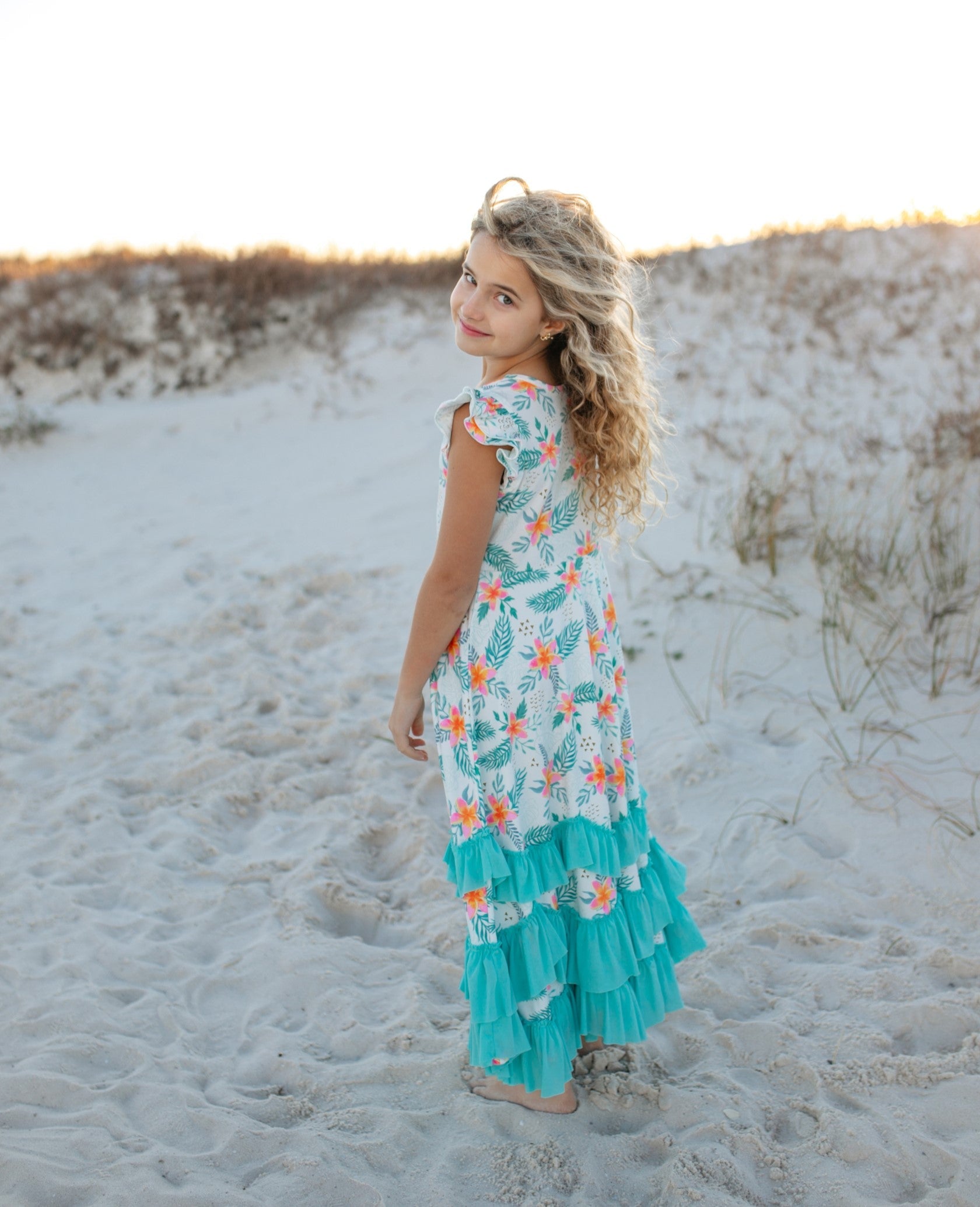 Tropical 3 Ruffles Dress
