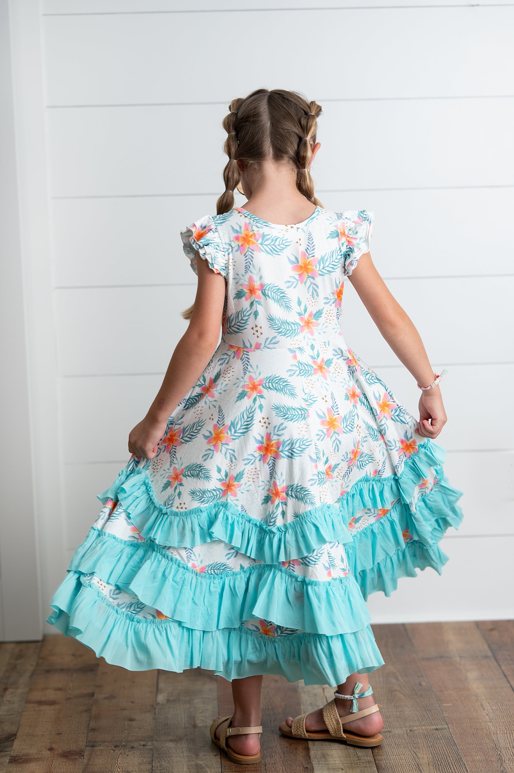 Tropical 3 Ruffles Dress