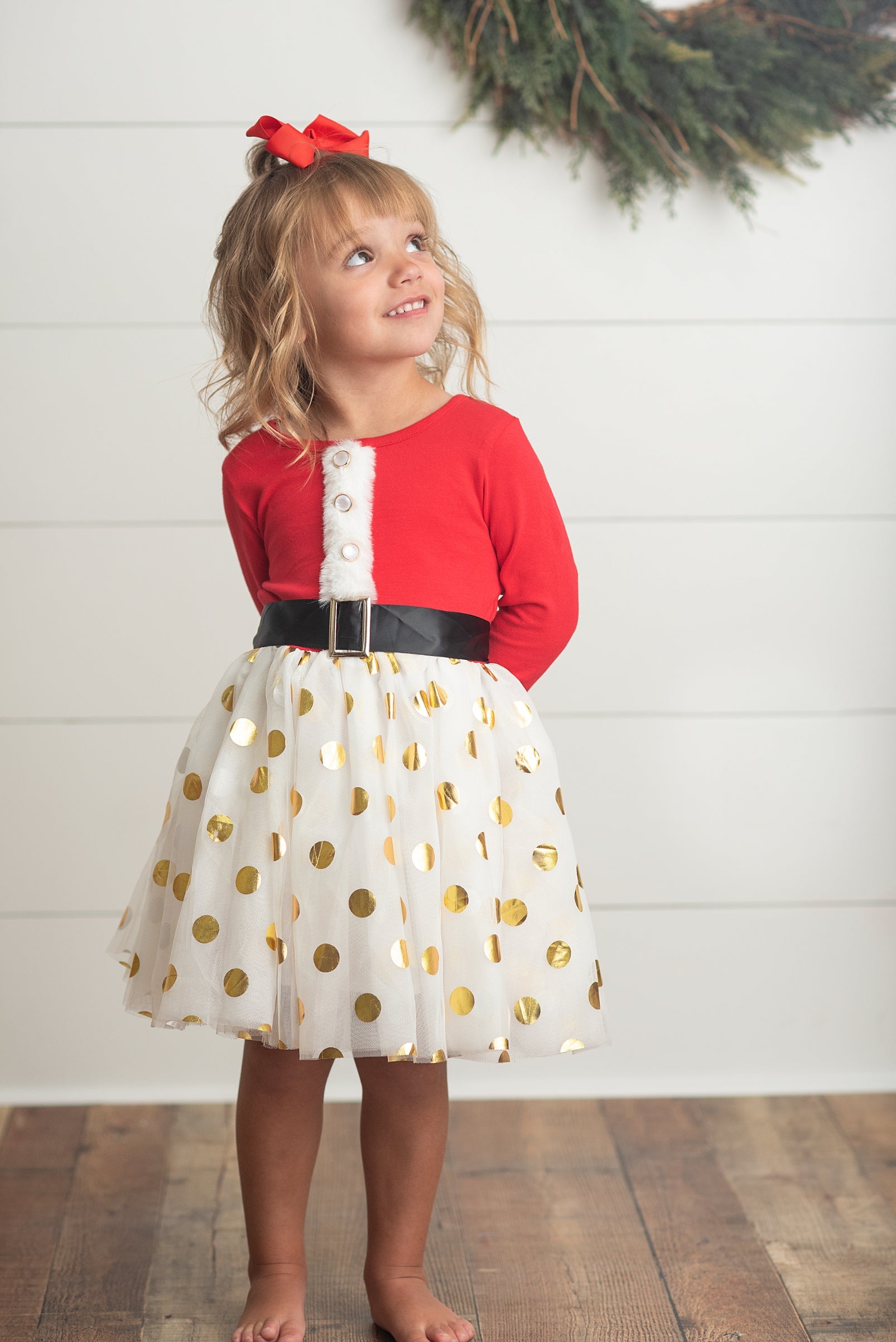 Santa Gold Dot Tulle Dress