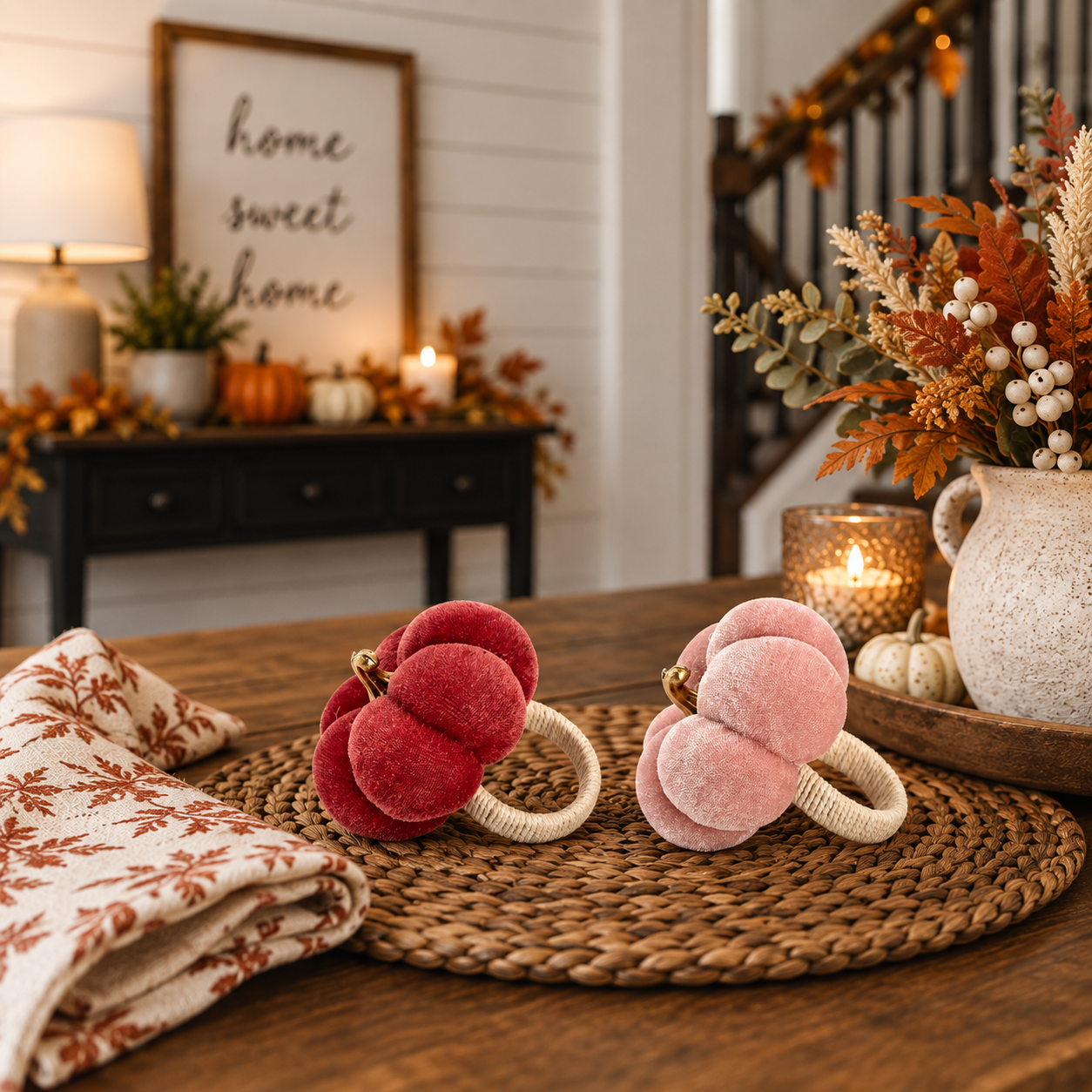 Autumn table decor pumpkin napkin rings
Blush pink velvet pumpkin napkin rings
Dark blush velvet pumpkin napkin rings
Pink pumpkin napkin ring holders
Velvet fall napkin rings