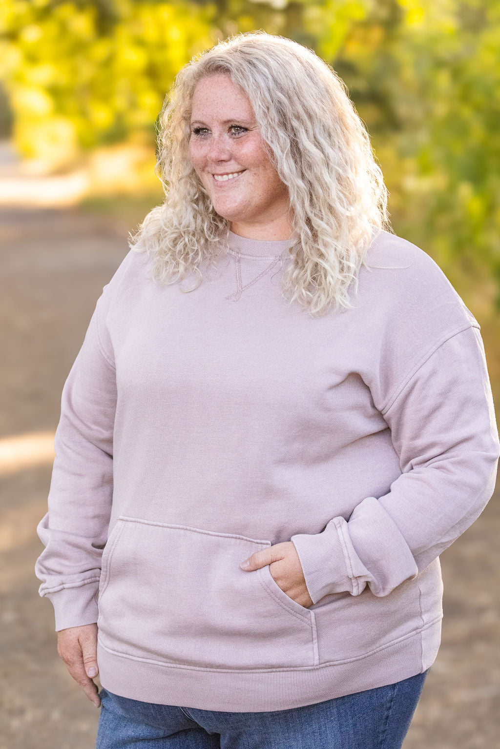 Vintage Wash Pocket Pullover - Blush Pebble